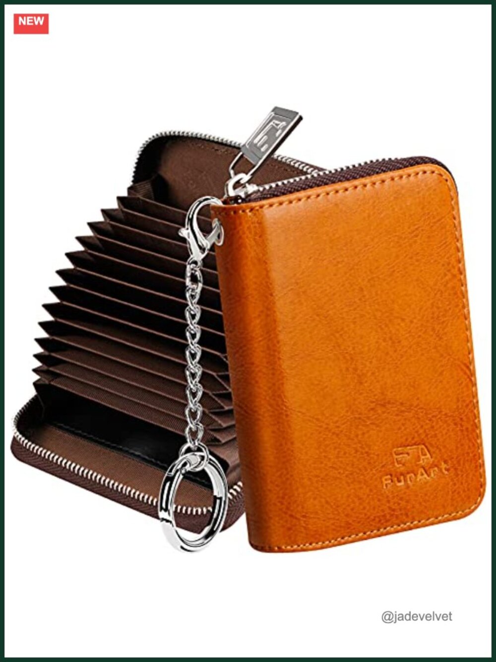 RFID Zipper Wallet with Keychain, 16 Card Slots, 13 Credit Card Holders & Cash